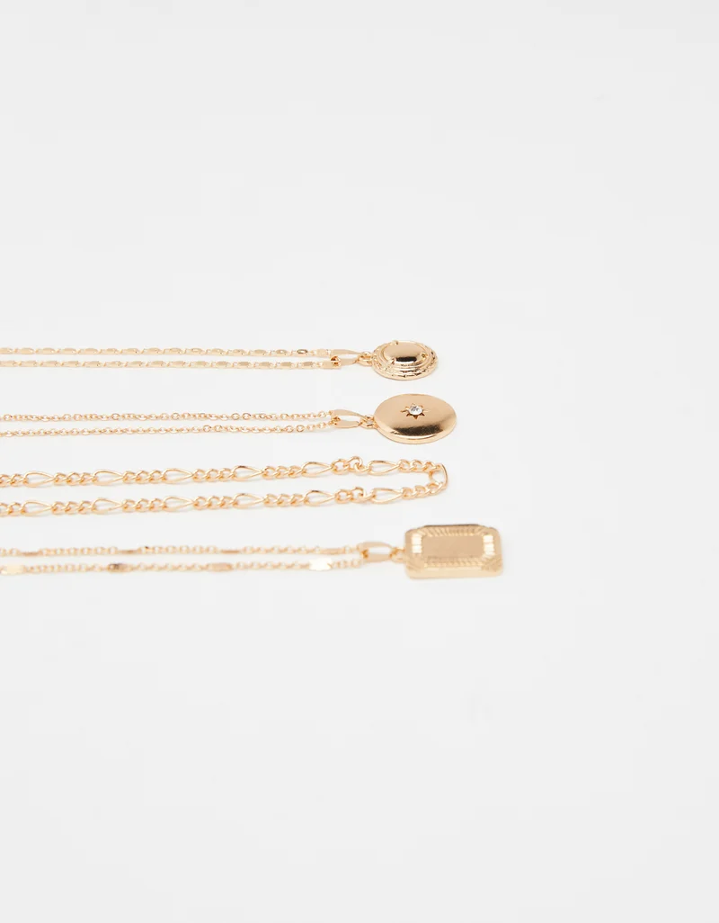 Multi-strand chain necklace with medallion