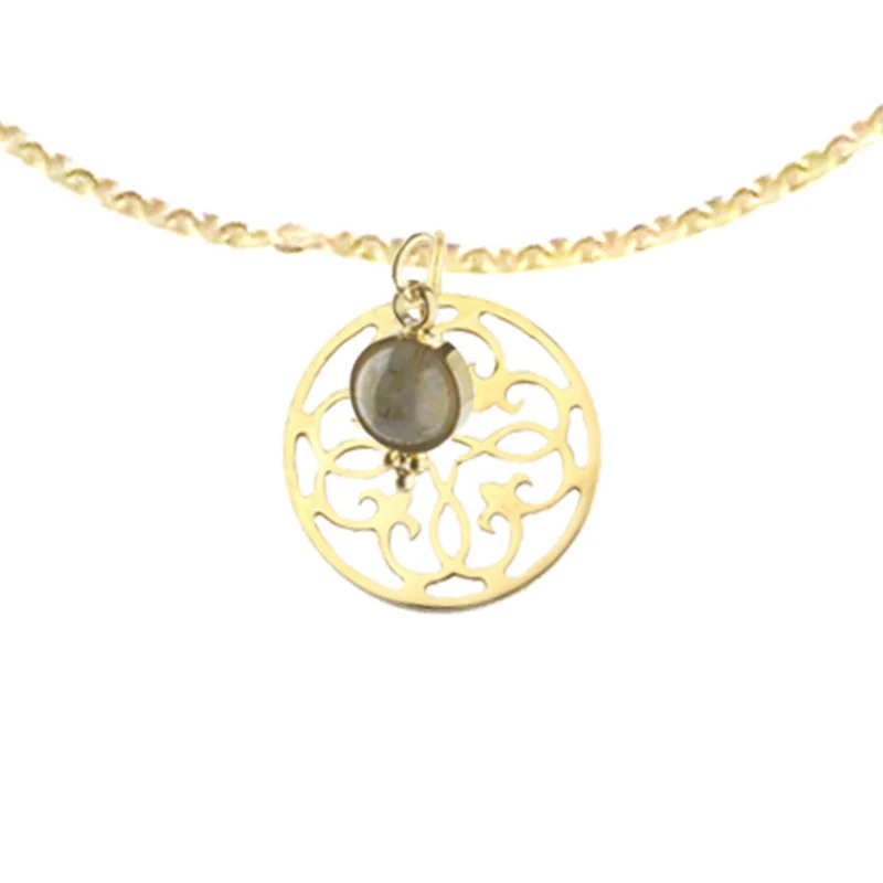 Lange Kette mit Mandala und Achat Anhänger