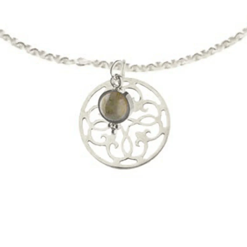 Lange Kette mit Mandala und Achat Anhänger