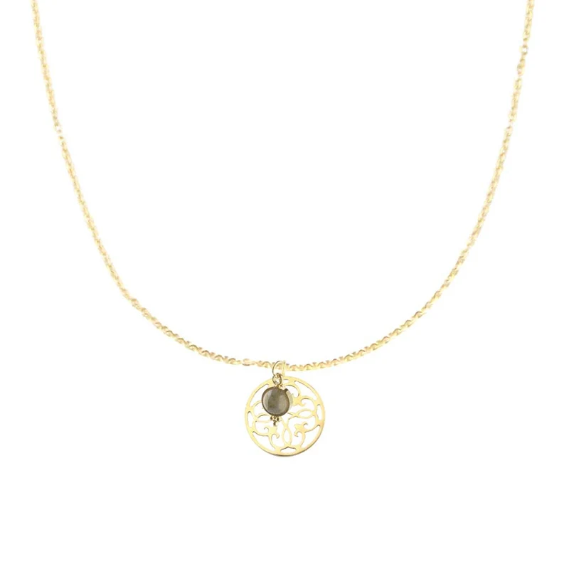 Lange Kette mit Mandala und Achat Anhänger