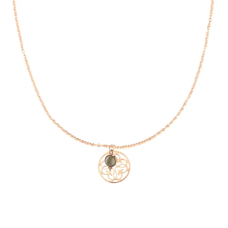 Lange Kette mit Mandala und Achat Anhänger